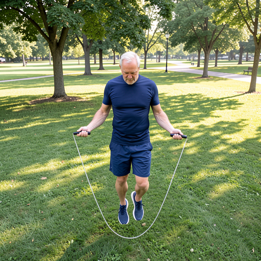 man jumping rope park