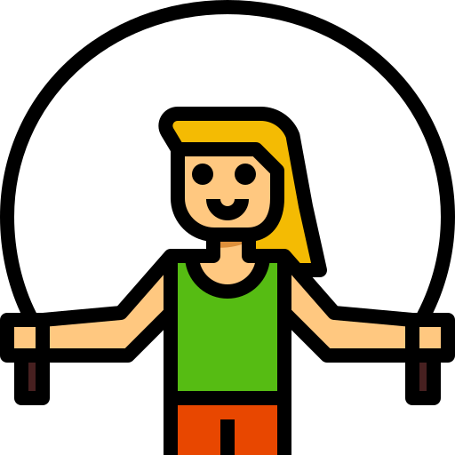 woman with muscle shirt jumping rope happily