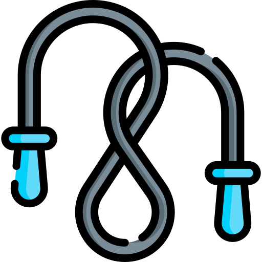 a thick jump rope with blue handles