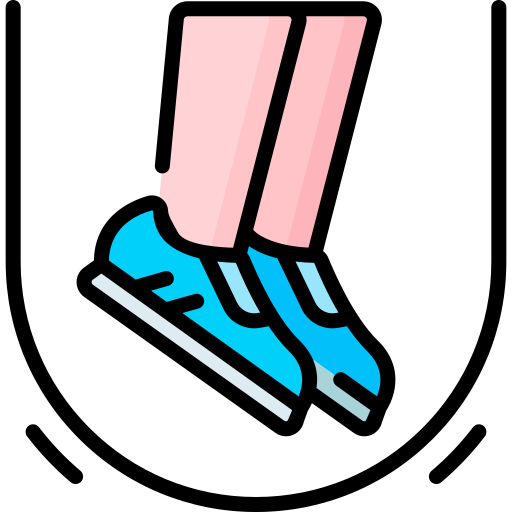 close up of feet jumping rope