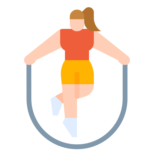 woman with orange pants jumping rope